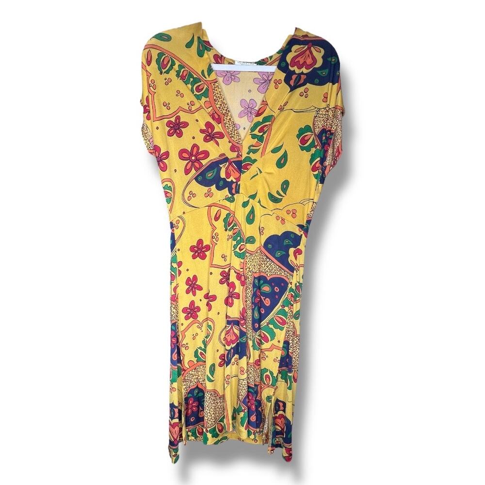 Anthropologie Nieves Lavi New York Silk Yellow 60s Dress Size 4